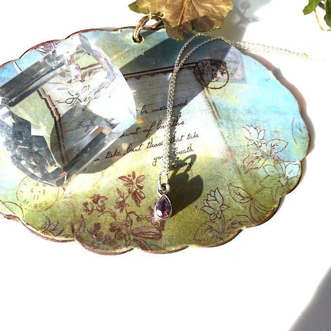 【一点物】✦2月の誕生石✦⋆.·SV925⋆.·紫の雫⋆.·Petiteアメジストドロップネックレス⋆.·✦