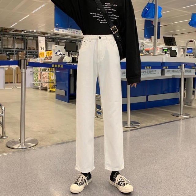 ジーンズ ウェストワイドレッグパンツ ルーズスプリングオータム薄手 春物 秋物 ワイドパンツ YY-ファッション22579408517