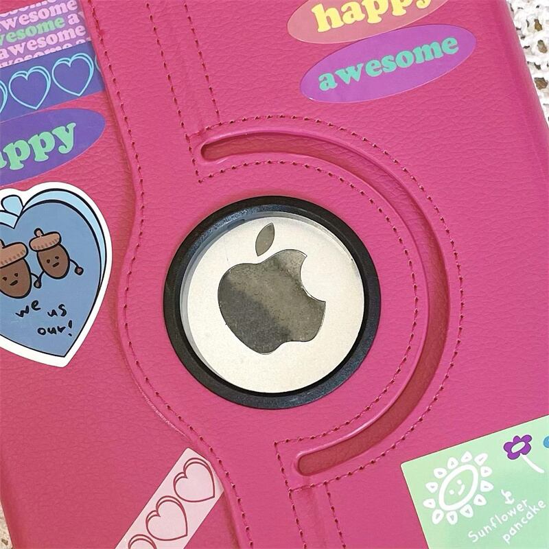 iPad Pro/iPad 2022/Air5/mini6ケース ピンク 可愛い シール付き アイ