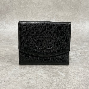 CHANEL シャネル Wホック財布 キャビアスキン ブラック 6番 6516-202203