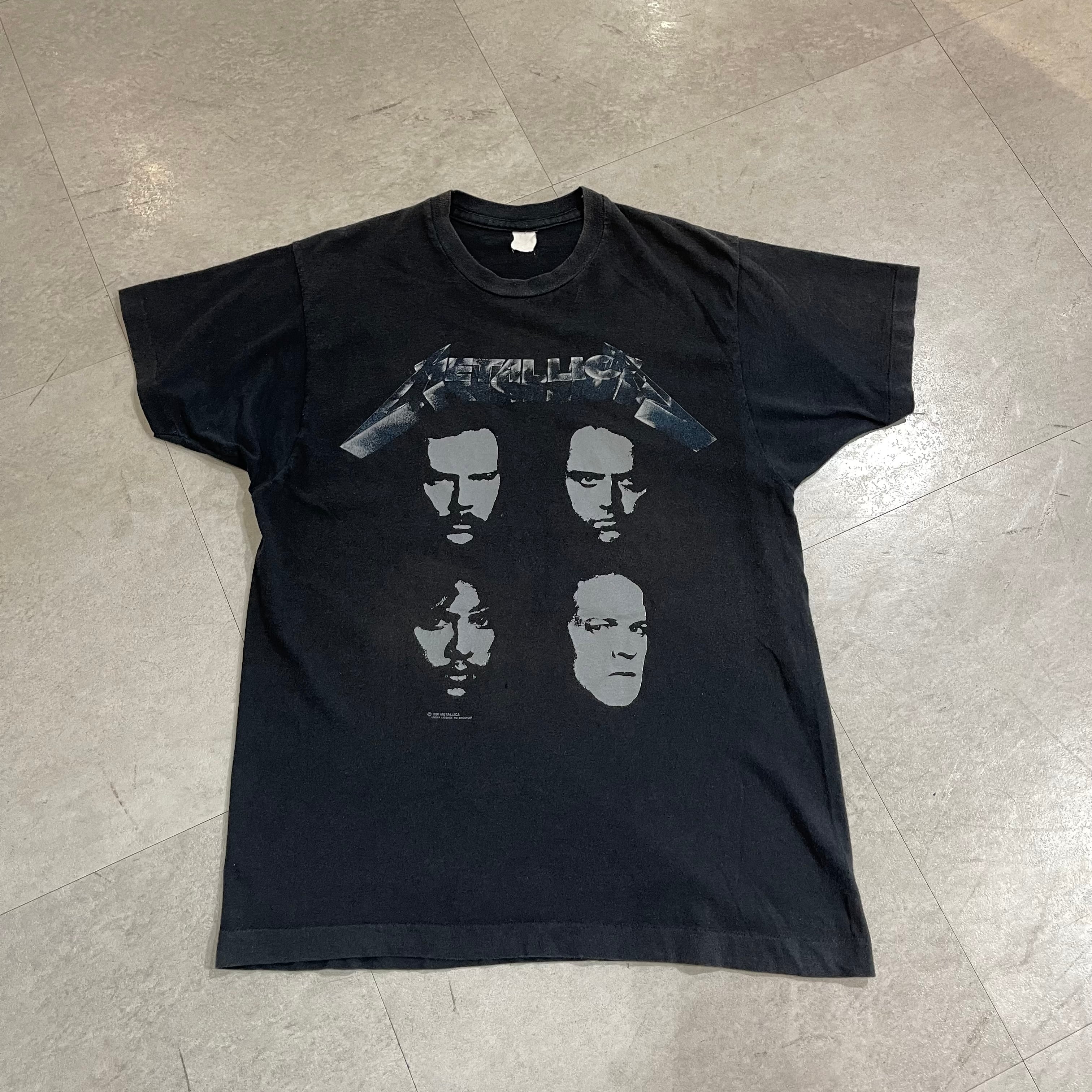 90年代 size:M程度【 METALLICA 】メタリカ バンドTシャツ バンT ツアーT ロック ヘヴィメタル プリントT 両面プリント  ブラック 黒 古着 古着屋 高円寺 ビンテージ a13710