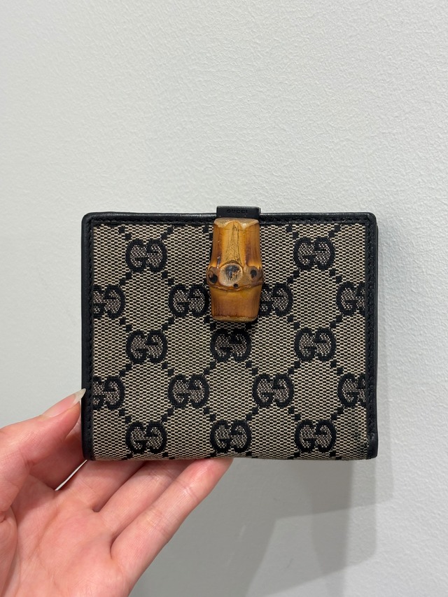 GUCCI/ vintage monogram bamboo wallet.