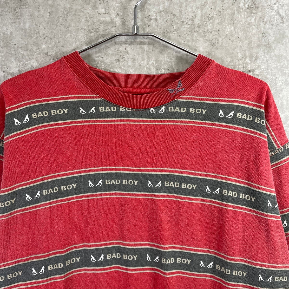 90年代 BAD BOY バッドボーイ ロゴ マルチボーダー Tシャツ メンズXL
