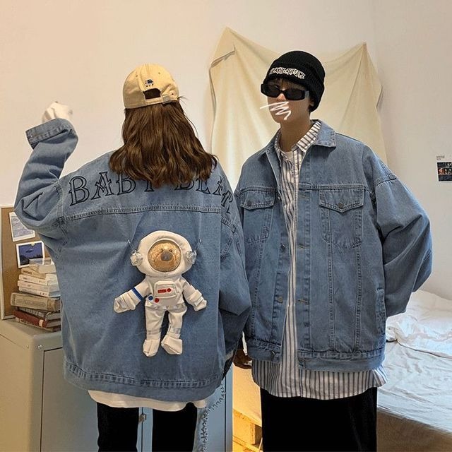 デニム jk くま 後ろのクマさんが可愛いデニムジャケットde暖か冬 