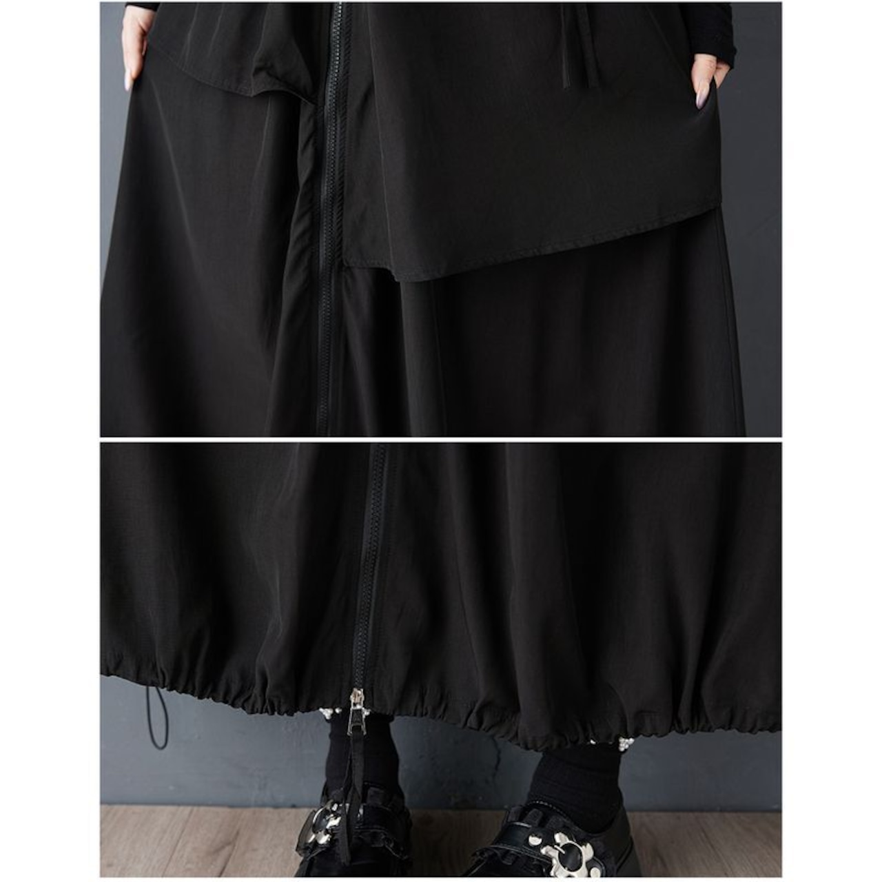 レイヤード風 ジップ ロングスカート 00313