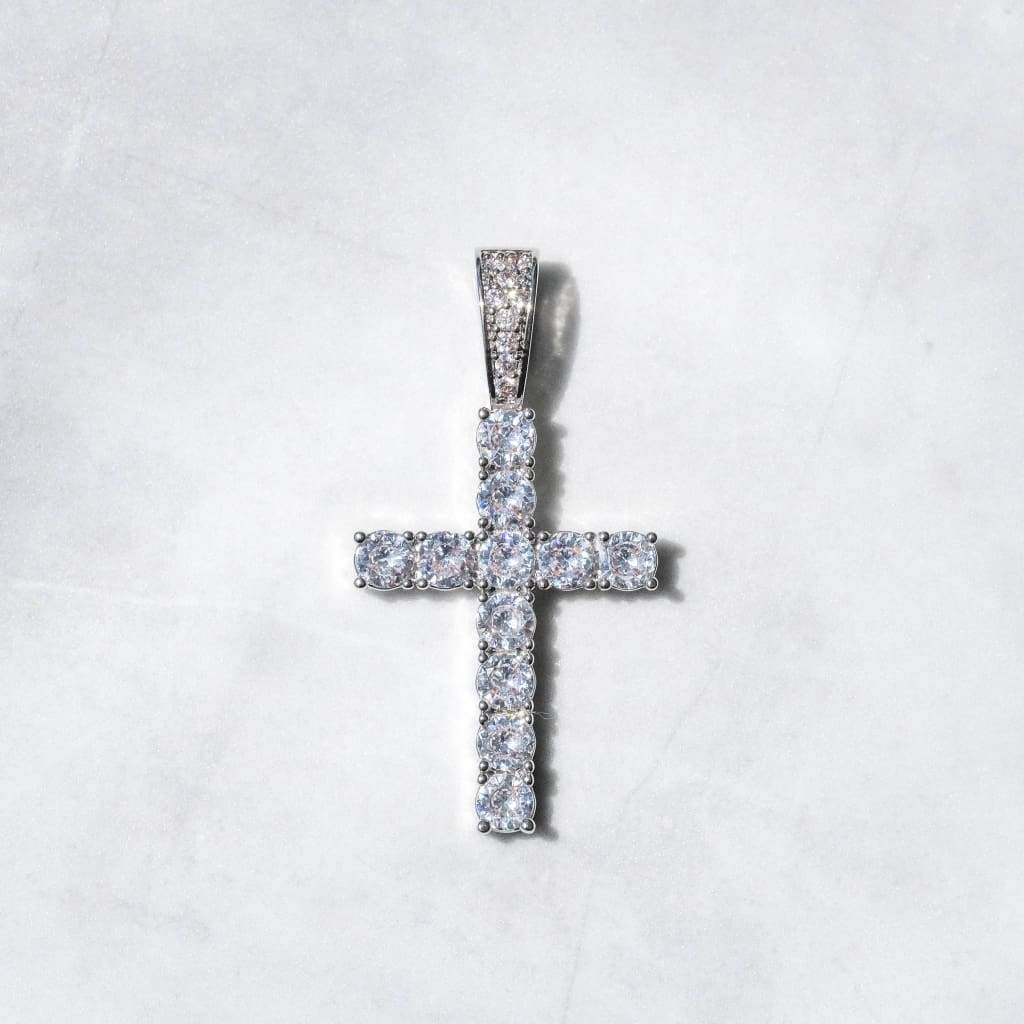 Iced Out Cross Tennis Chain Necklace | Glitter