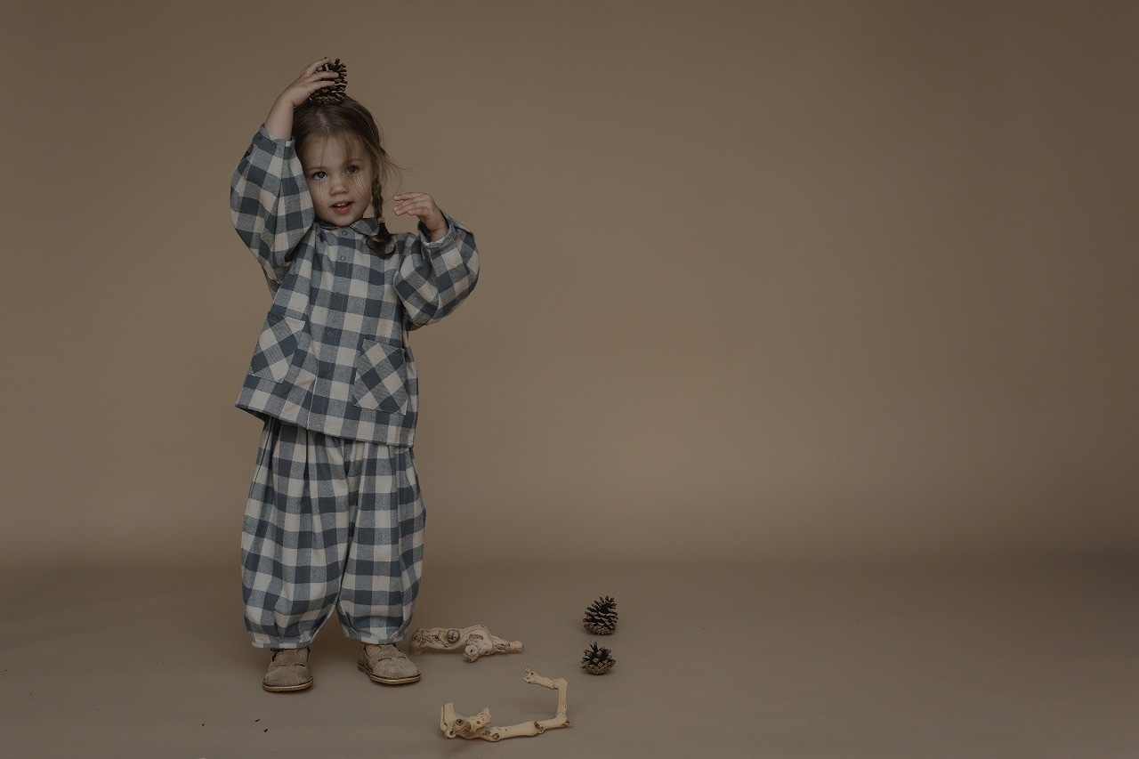 ORGANIC ZOO Fog Blue Gingham Lodge Pants