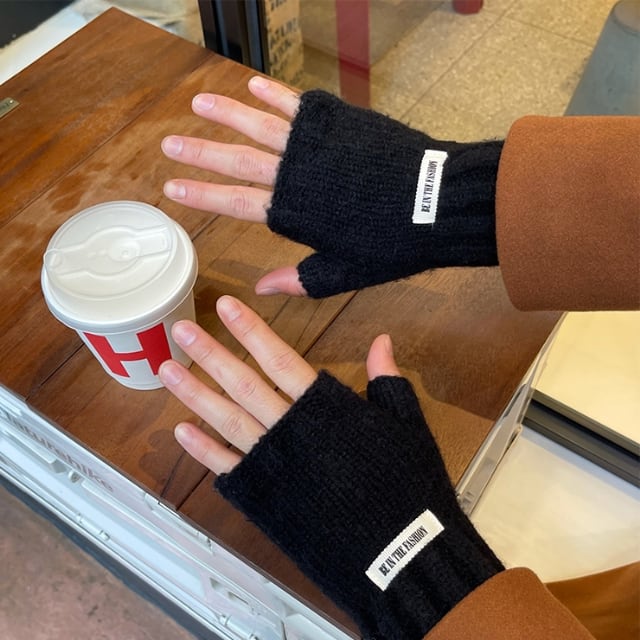 予約販売】手袋 メンズ 指なし グローブ スマホ ブラック/ベージュ