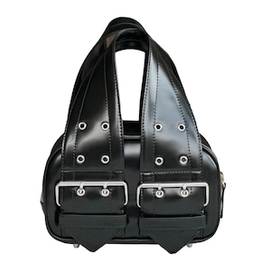 【VAQUERA】UNISEX SHINY FAUX LEATHER MINI BAG(BLACK)