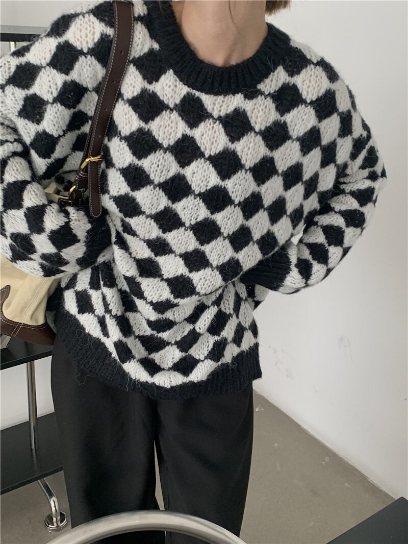 スタンダードニットセーター コート オータムルーズプルオーバー トップス レトロ 秋物 モンロー48304314695