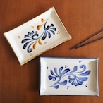 やちむん 陶眞窯 角皿 唐草 Yachimun Rectangular plate  #164