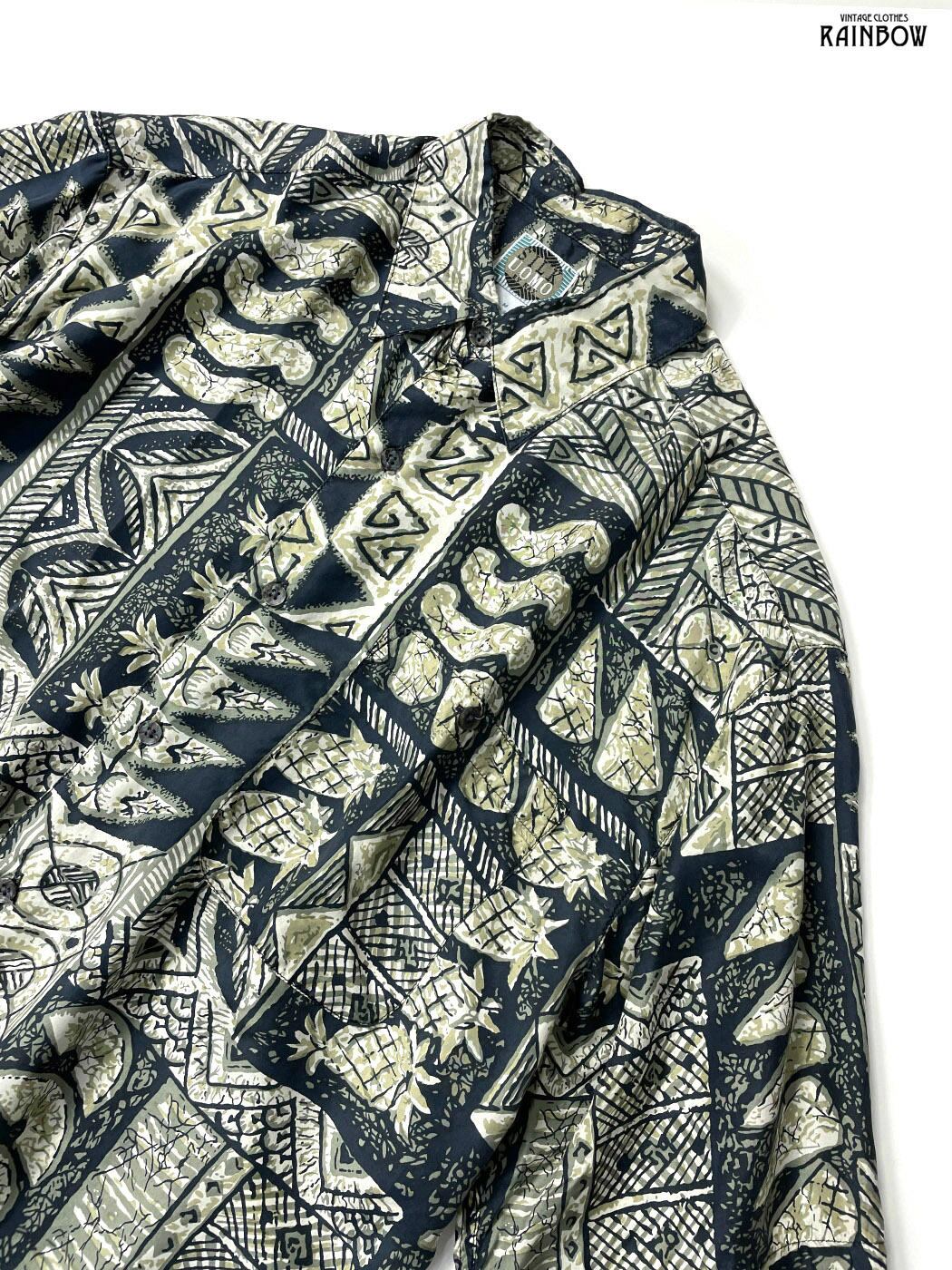 古着 SILK UOMO BY NAK 前開き 総柄 シルク100% 半袖 シャツ 黒 古着 SILK UOMO BY NAK 前開き 総柄 シルク100% 半袖 シャツ 黒