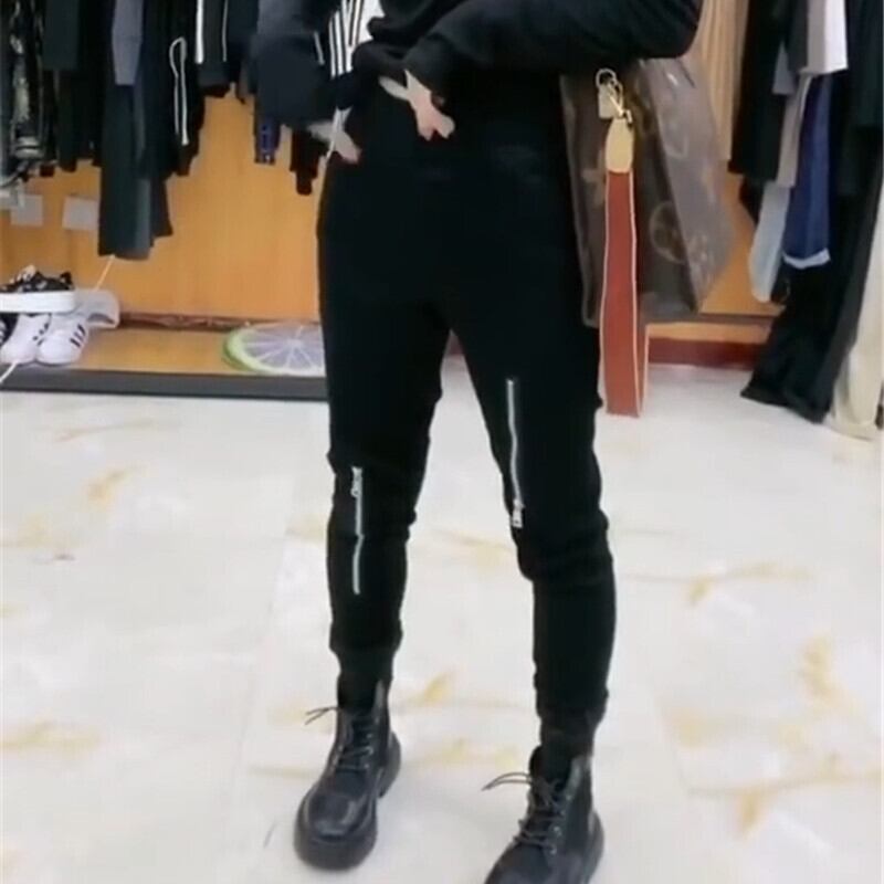 プラスサイズの婦人服新しい2020ファットシスター秋の服マイクロファットファッション気質薄いジッパー足パンツトレンド女性 ミックスインファッション23188153795