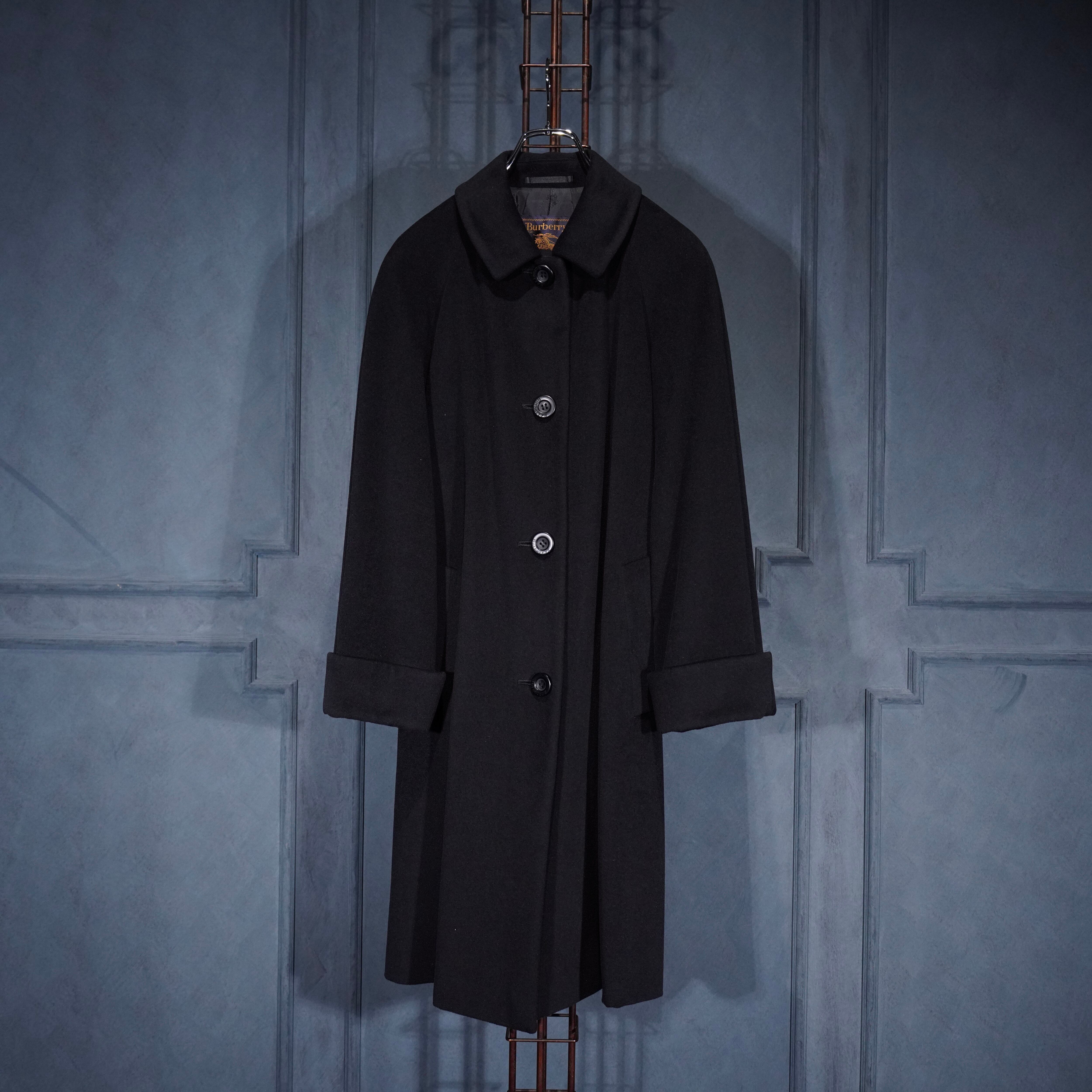 【Burberrys バーバリーズ】ウール素材 黒 コート【ヴィンテージ】 お客様専用ページ .Burberrys LOGO BUTTON DESIGN ANGORABREND WOOL