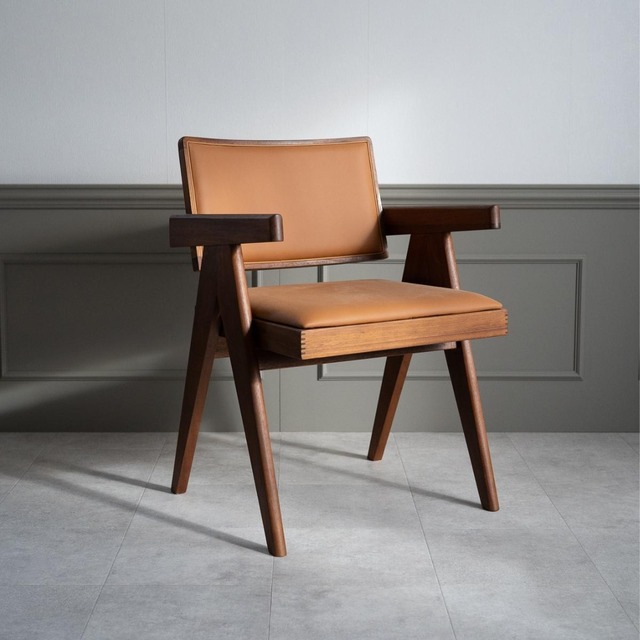 V-leg Office Chair leather Brown / Vレッグオフィスチェア レザー仕様 ブラウン デザイナーズ家具 ジャンヌレ