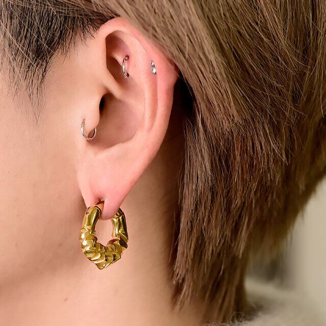 リングピアス 4G ゴールド DEEP CUT 簡単装着 ワンタッチピアス