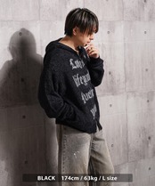 ◆シャギーニット レタリング ジップパーカー◆wi-030024