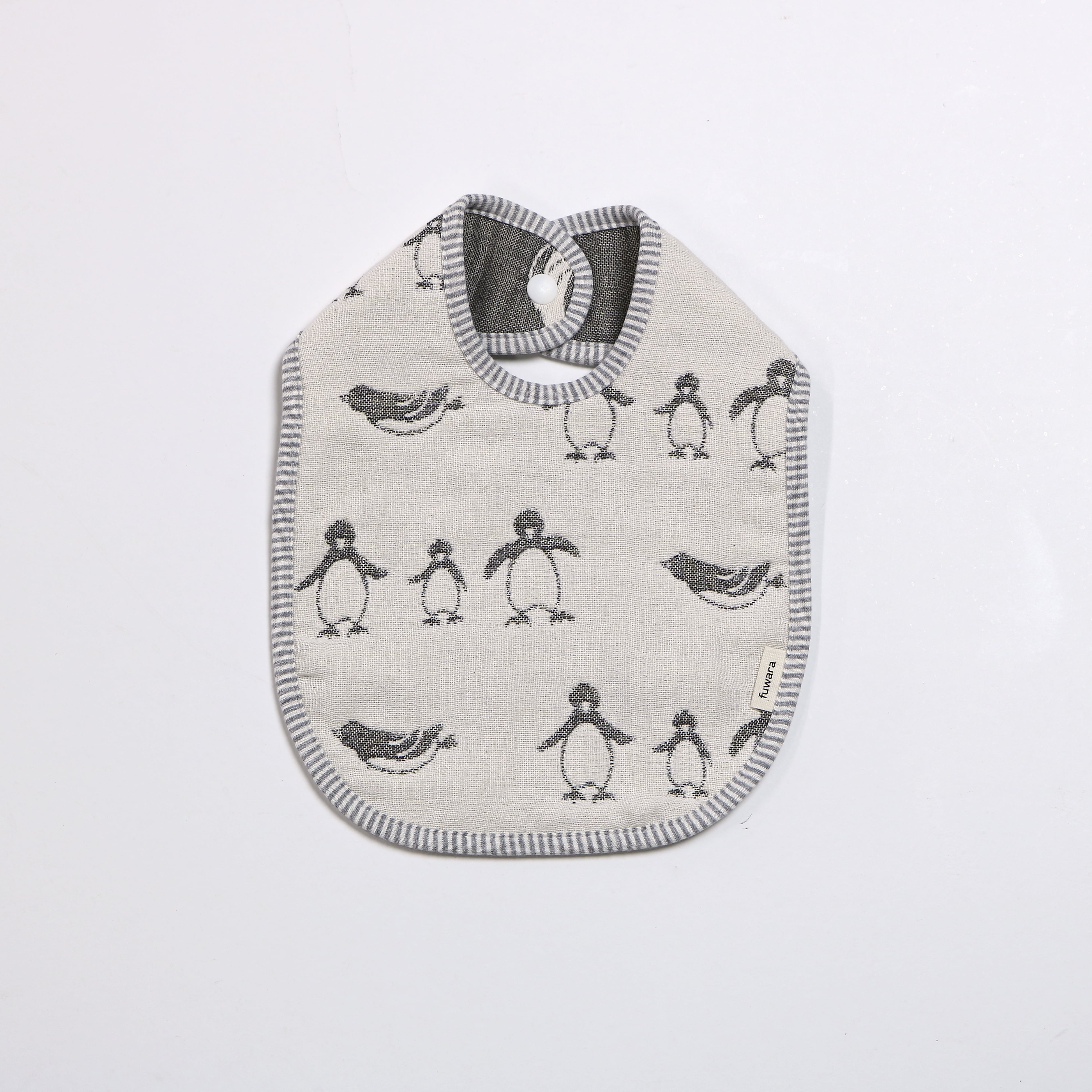 六重織ガーゼスタイ ペンギン/チャコール | fuwara