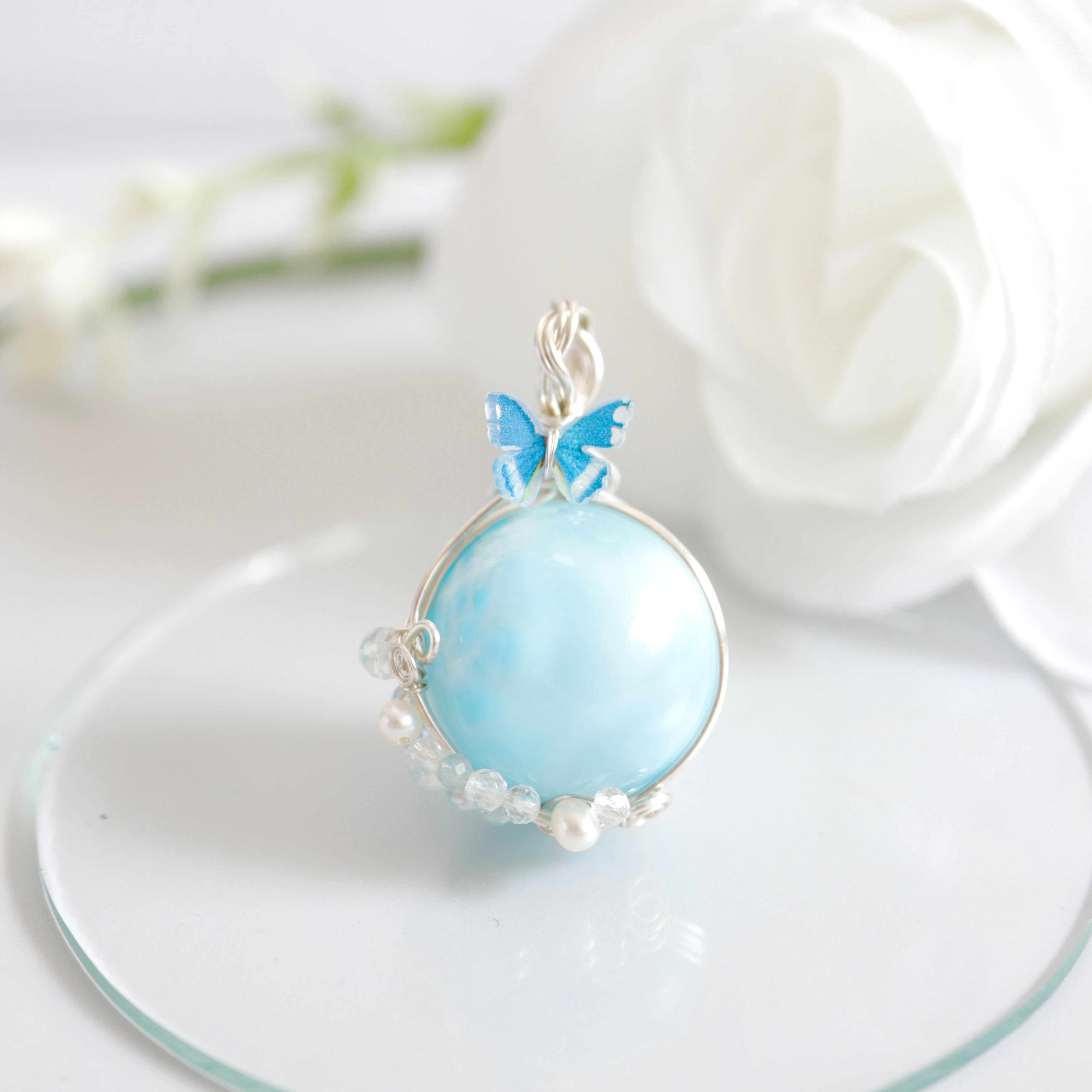 1点もの ラリマー スフィア ワイヤーラッピング