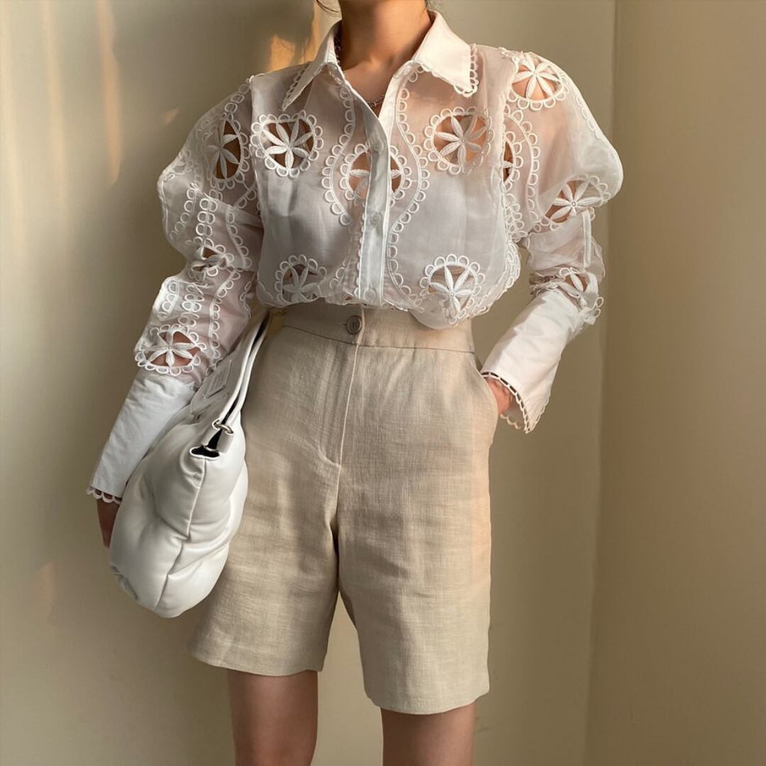 フラワー カット デザイン シャツ 3412675