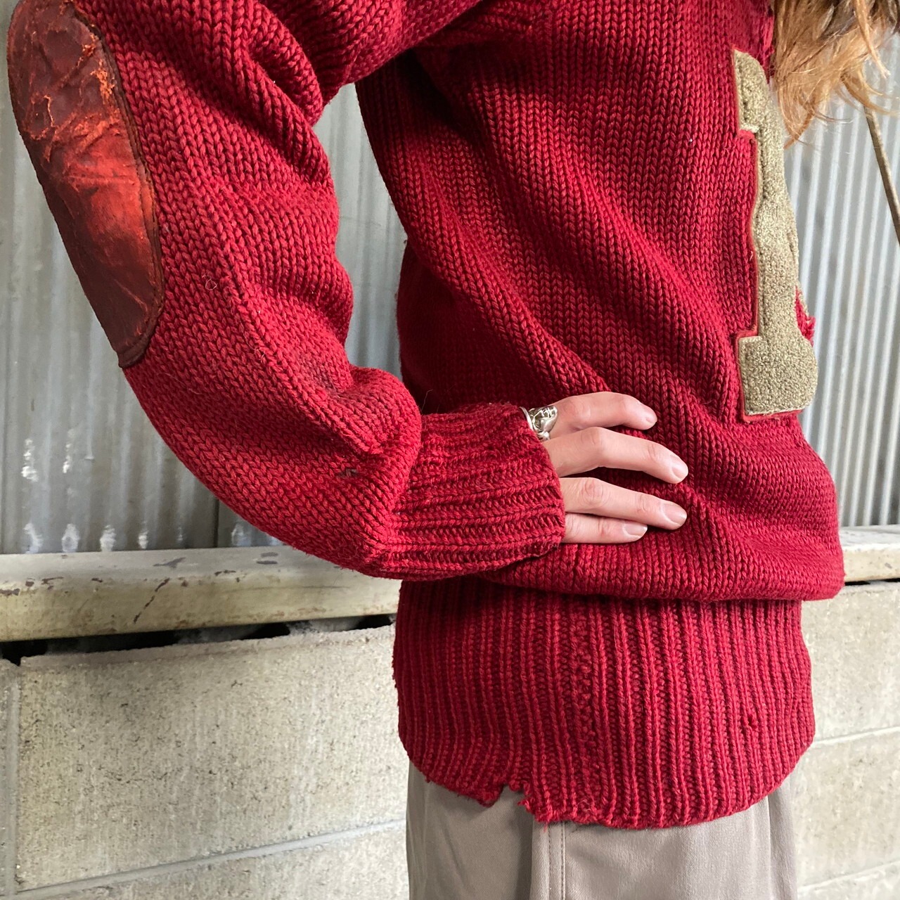 40年代 Lowe & Campbell レタード ニット セーター メンズM相当 ロウ 