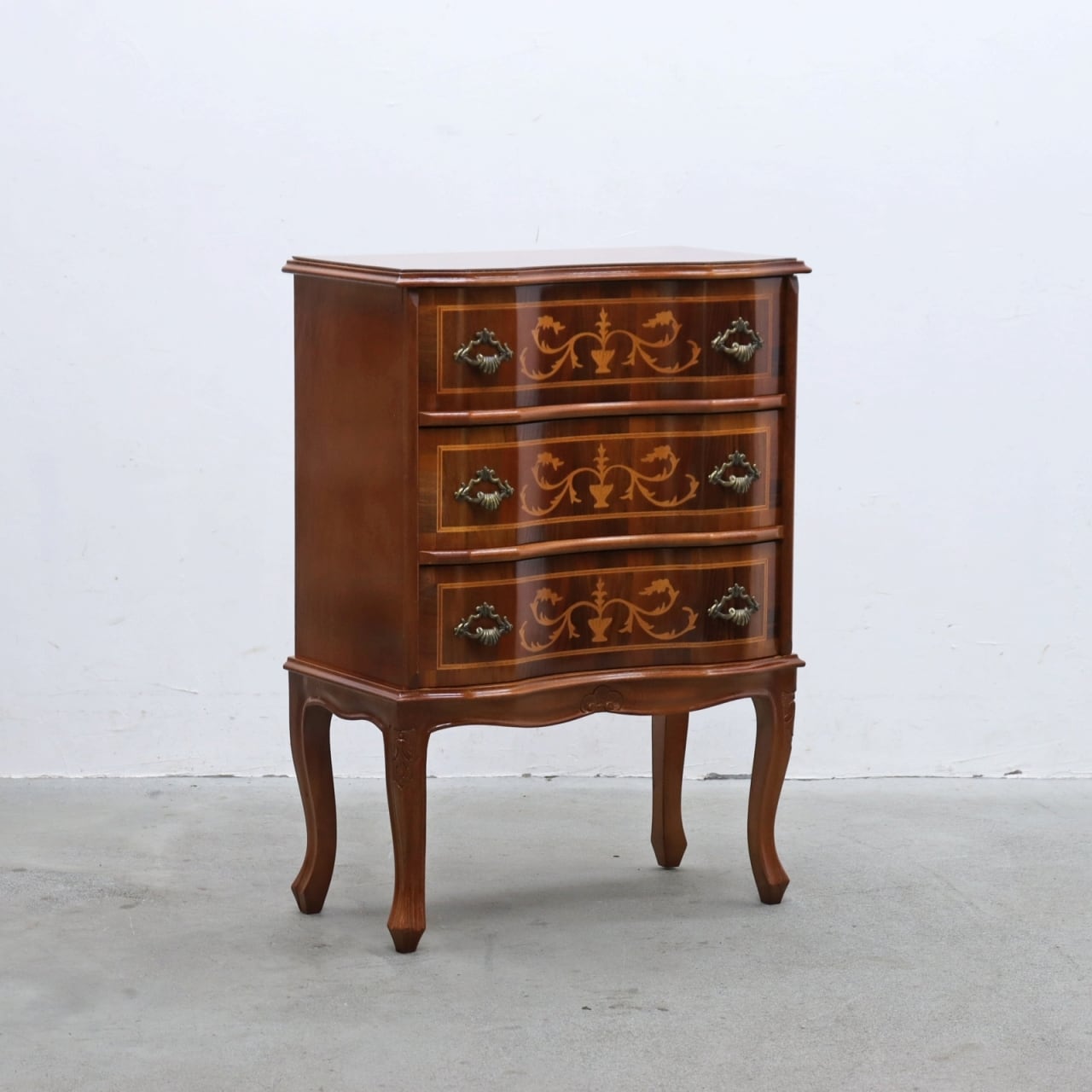 イタリア ウォールナット 象嵌 クラシカル 猫脚 チェスト 引き出し