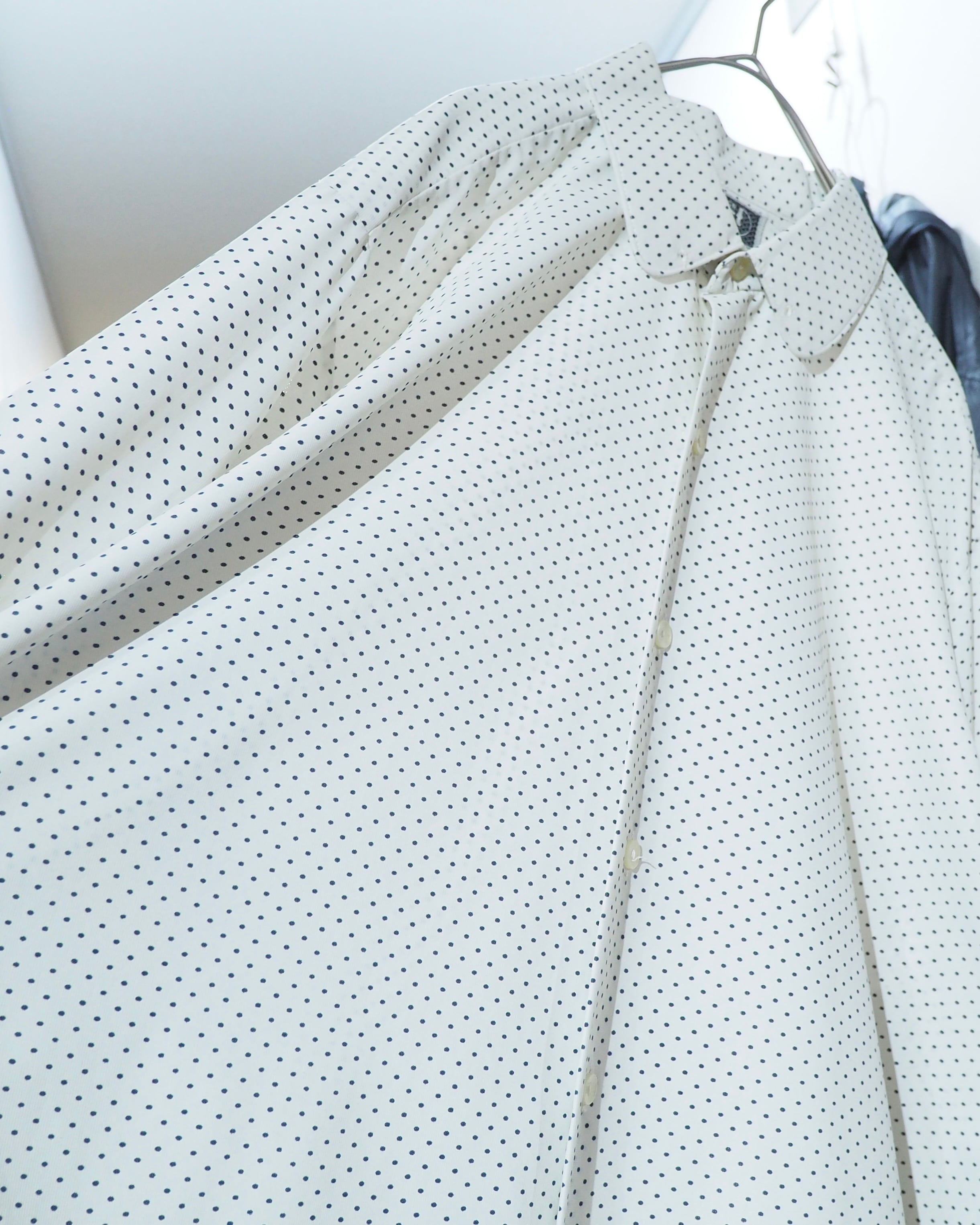 1970s ” Nyltest ” Dot pattern vintage Drape loose shirt