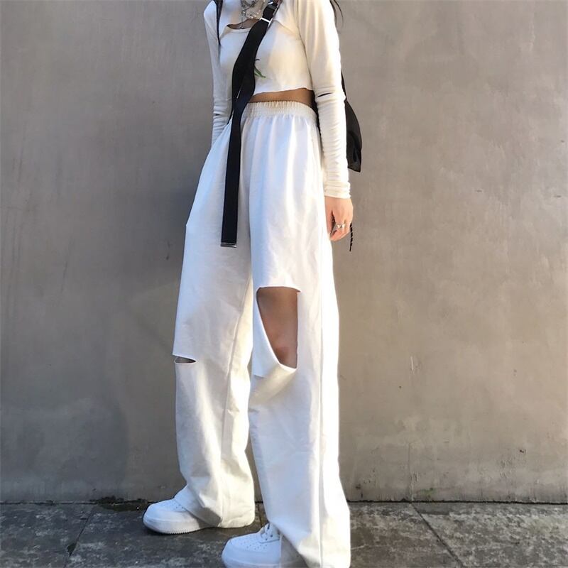 スタイルルーズカジュアルパンツ スタンダードレディースワイドレッグ レトロ ストリート かわいい ワイドパンツ ケッペル16152868133