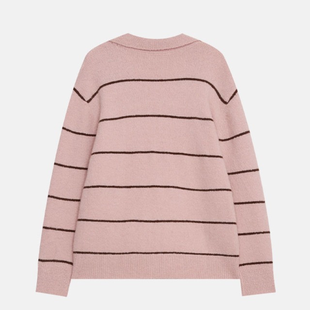 open-collar border knit　J00359