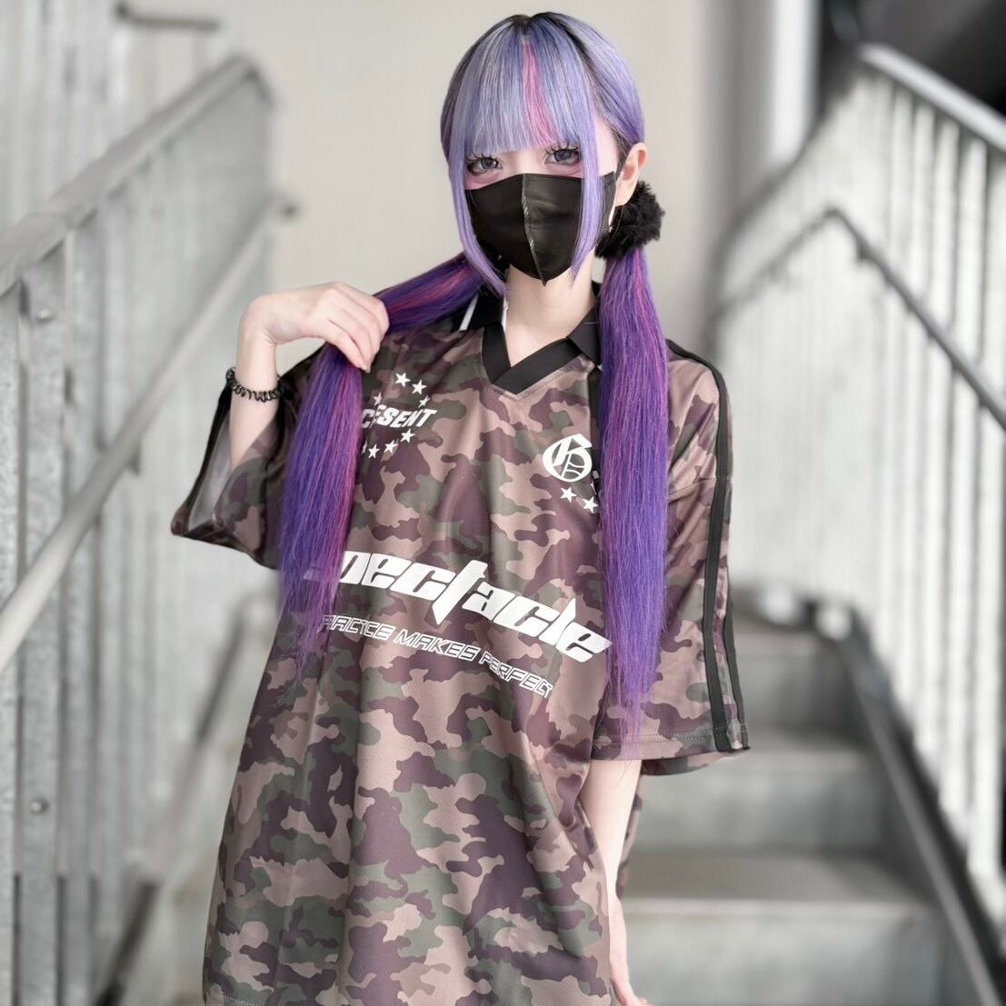 【CANDY SELECT 】総柄デザインゲームシャツ 235562 カットソー グランジ  トップス ストリート 地雷 サブカル ブランド ユニセックス