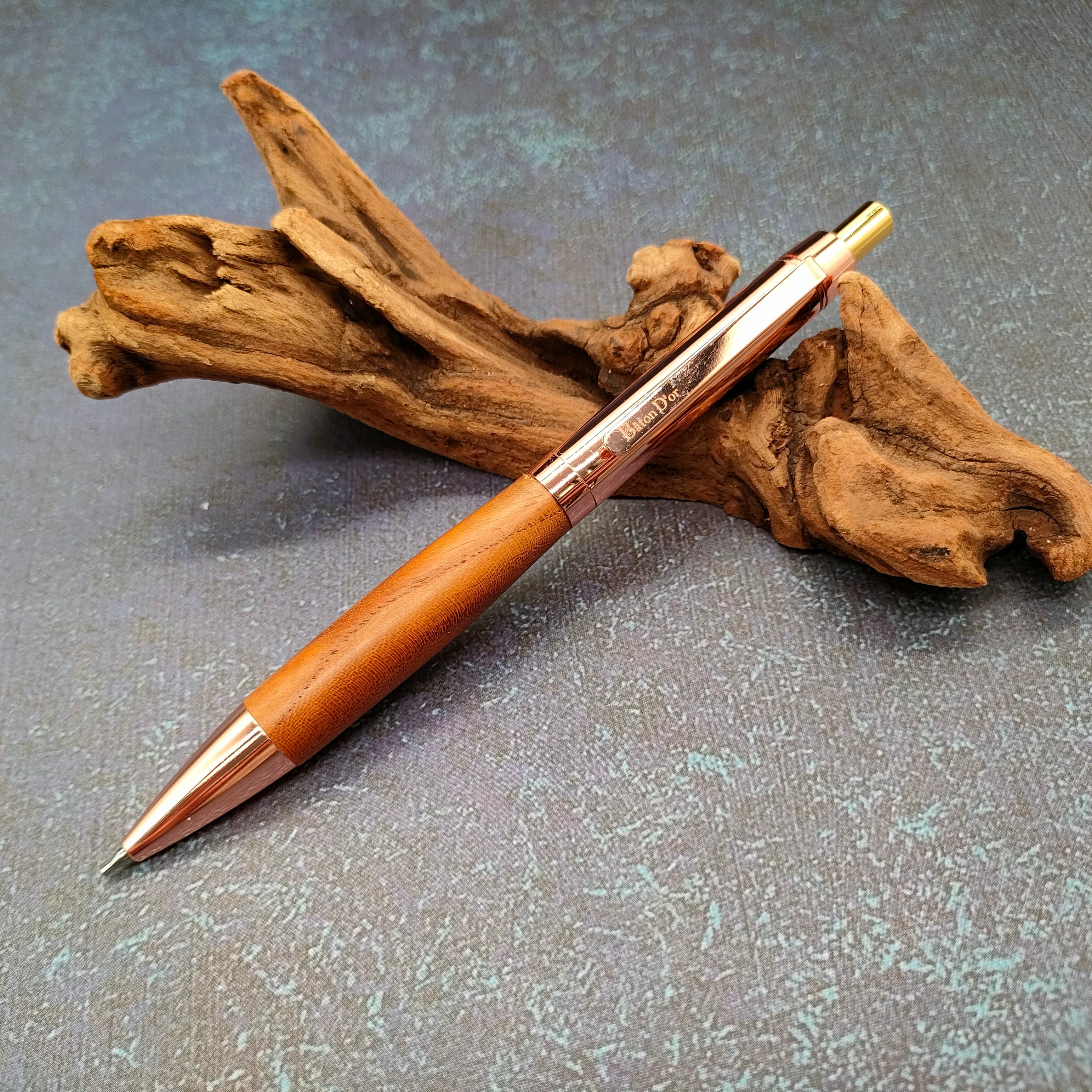 ZAWASOUオリジナル金具】木軸シャープペンシル マーブルウッド W35