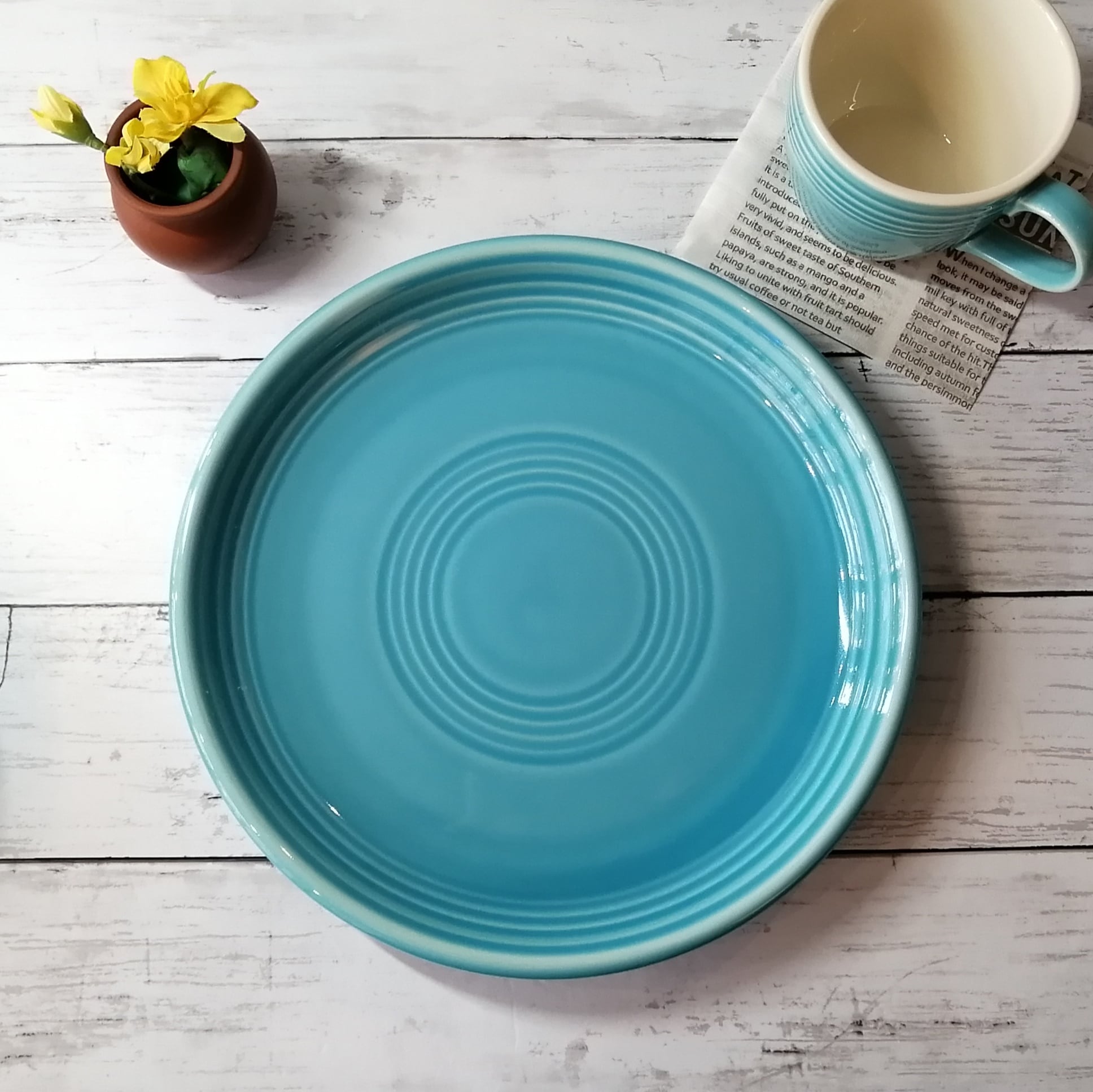 ディナー皿　丸皿26cm　ターコイズブルー　カフェ食器　オービット　かわいいお皿　水色の食器 | 食器のほっこり屋　 powered by BASE
