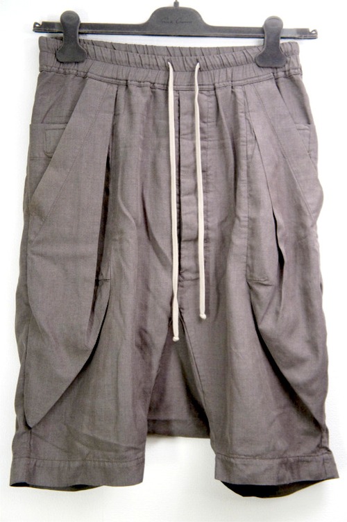 美品◆Rick Owens リックオウエンス PODS DRAWSTRING シルク素材 サルエル ショート パンツ ショーツ DUST◆ 春夏にピッタリのシルクモデル