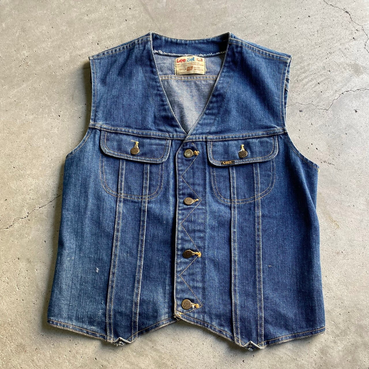 70年代 Lee SET リー デニムベスト メンズM相当 古着 ジレ 70s 