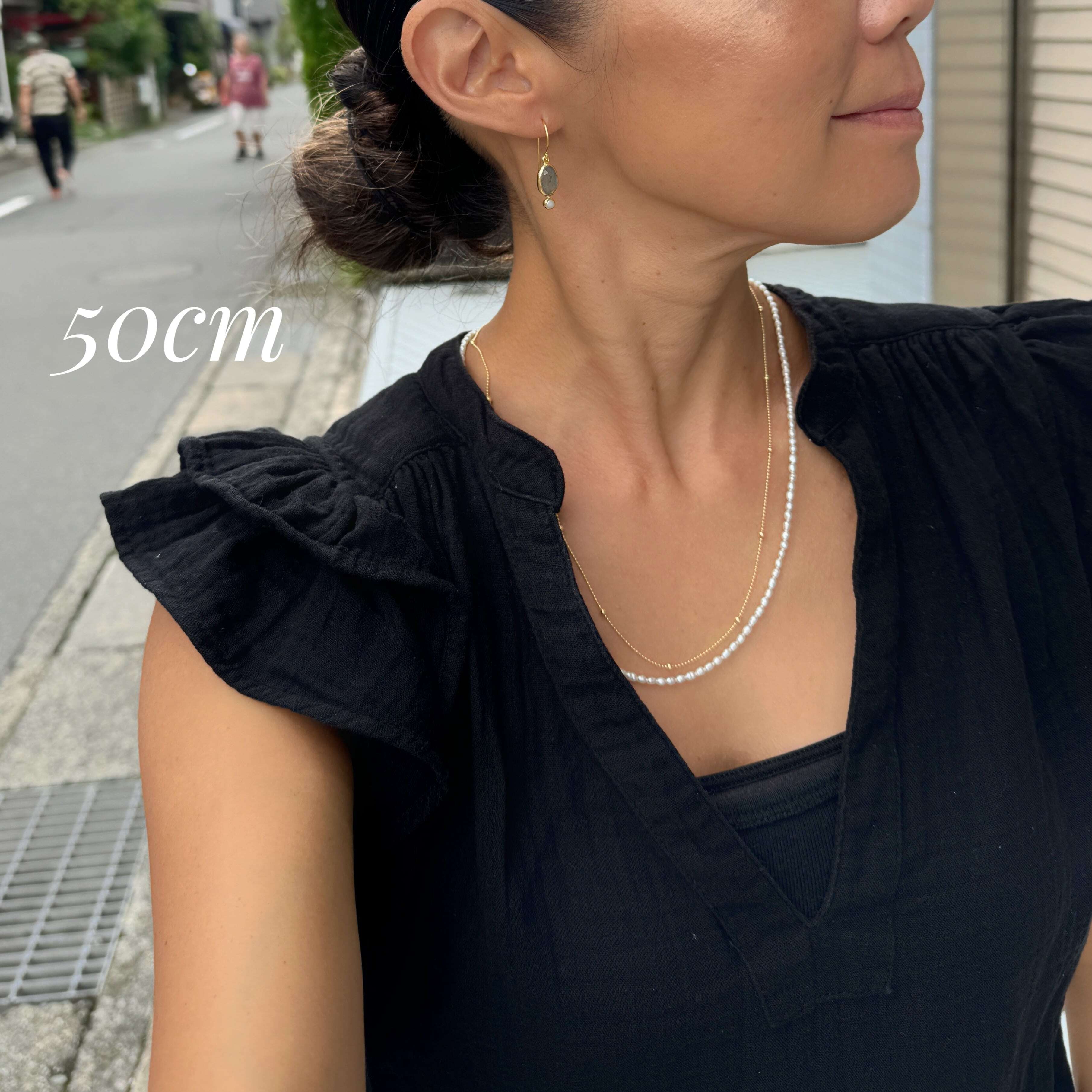 ダブルチェーン 40/45/50cm Gold Coating 重ね付け ホワイト ベビー