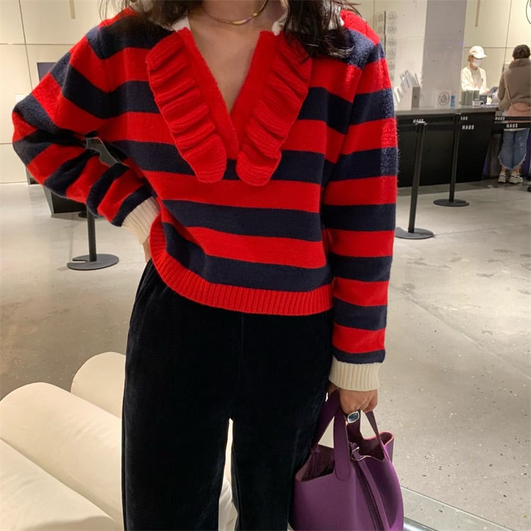 RED VALENTINO ボーダーニット ペプラムワンピース　ラメ　フリル RED VALENTINO ボーダーニット ペプラムワンピース ラメ フリル