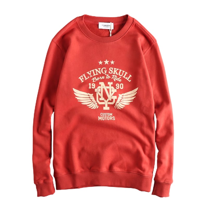 アメリカンレトロプリント クルーネックスウェット 裏起毛 ユニセックス 3色 L0571