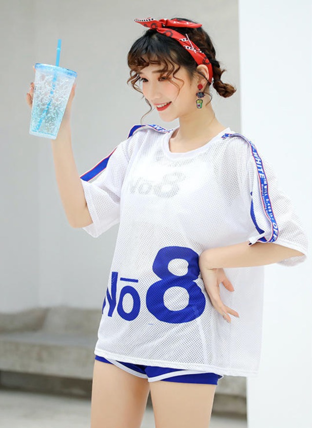 2wayで着れるスポーティー水着　メッシュ素材　可愛い