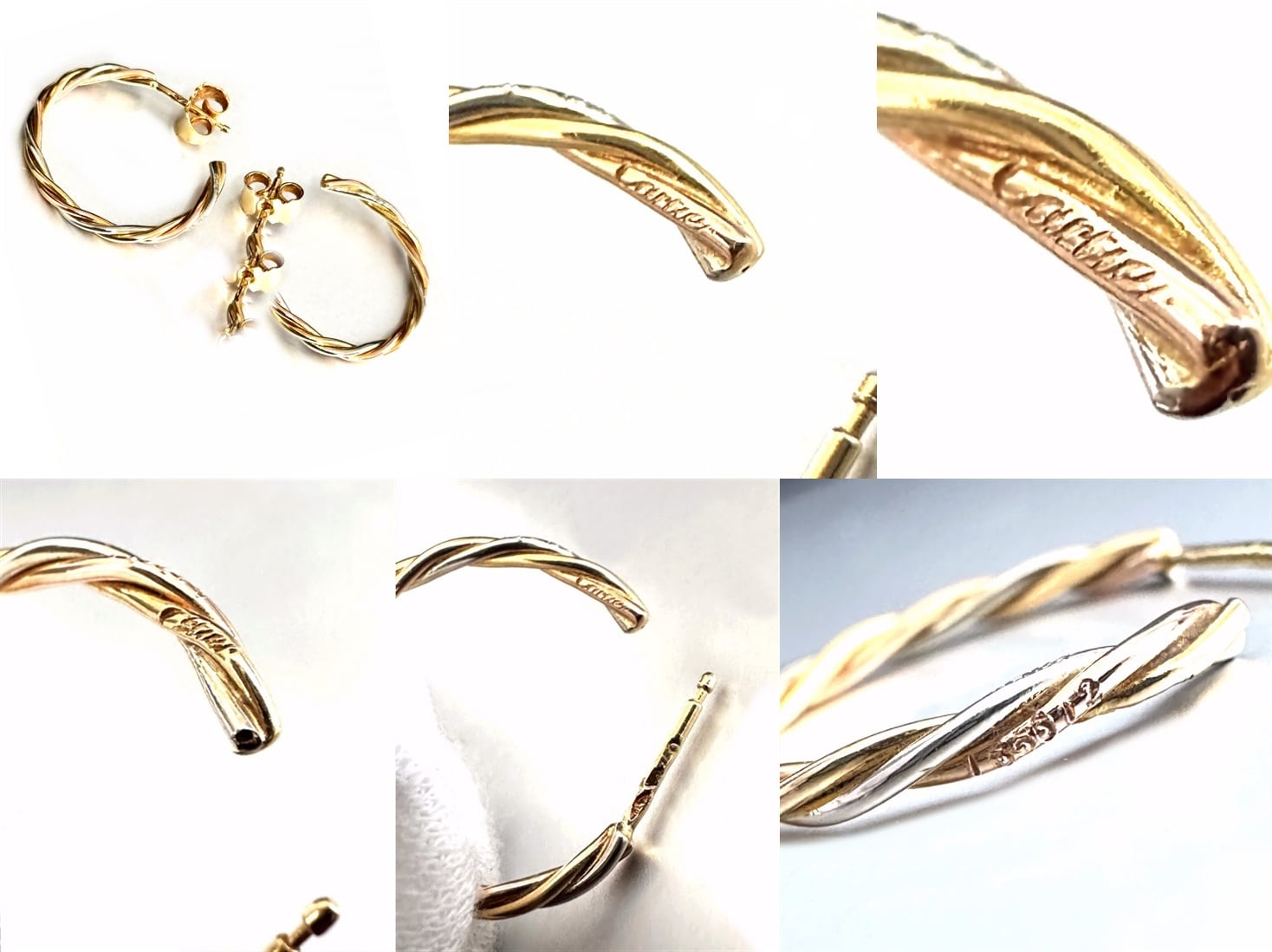極美品】Cartier カルティエ トリニティ フープピアス
