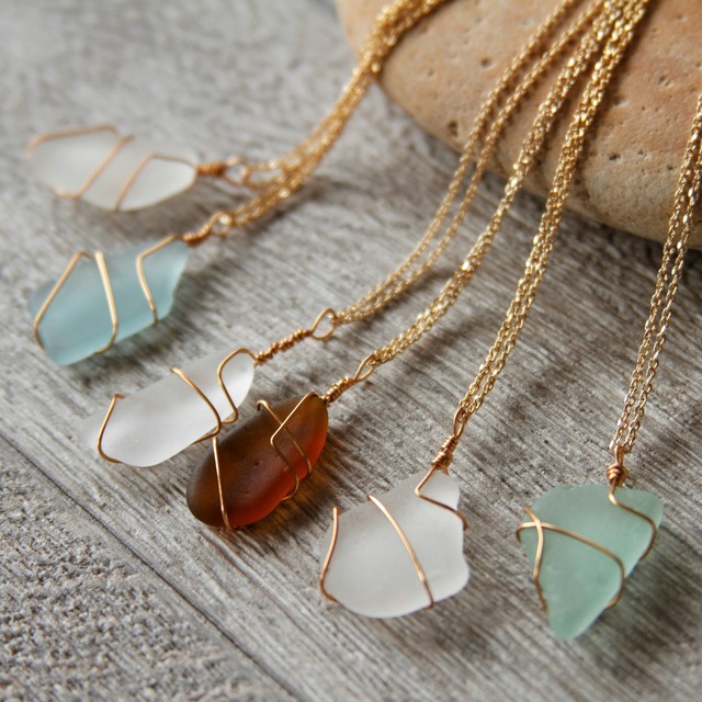 Sgw N01 シーグラスネックレス ワイヤー包み Npo Surf And Sea Store