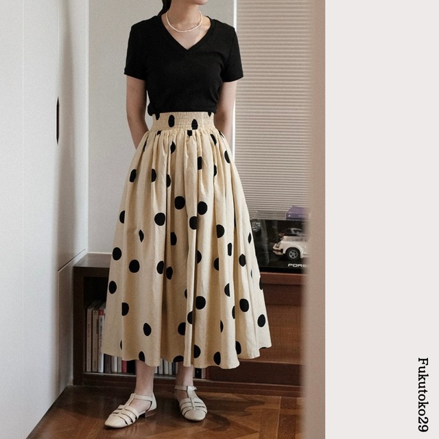 ロングドットスカート F2959