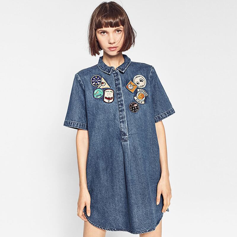 半袖 襟付き シャツ ワッペン