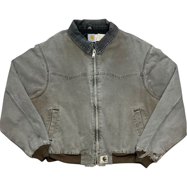 《XXL》Carhartt カーハート サンタフェジャケット フェード ダメージ 襟コーデュロイ 星タグ グレー USA製 90年代 vintage no.10563