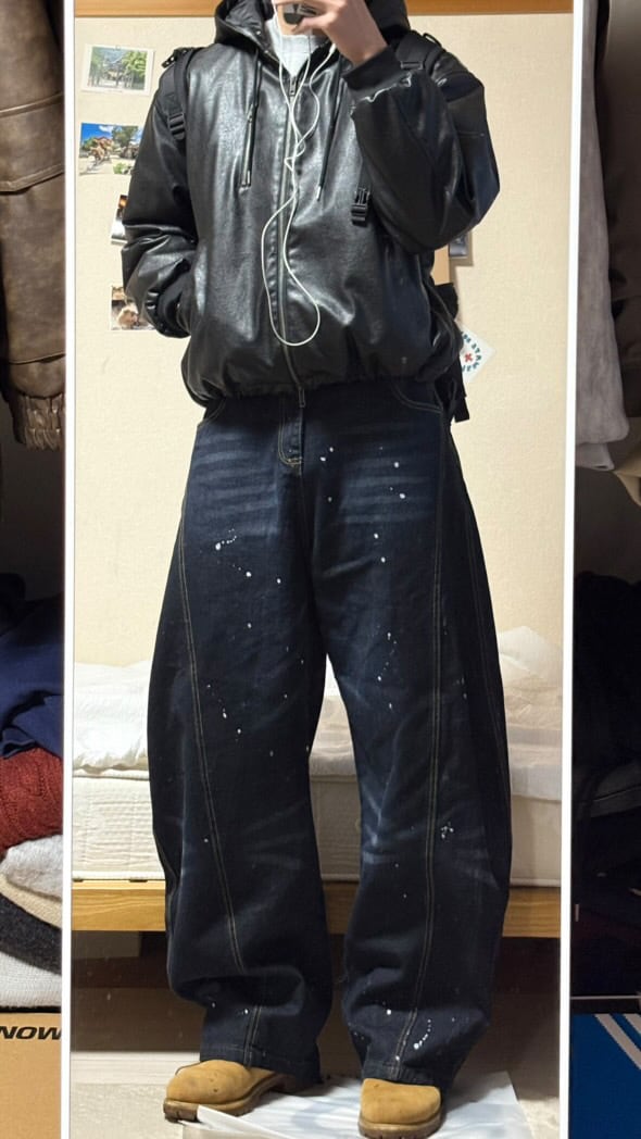 ペイントワイドデニム el1449 | elev fashion store