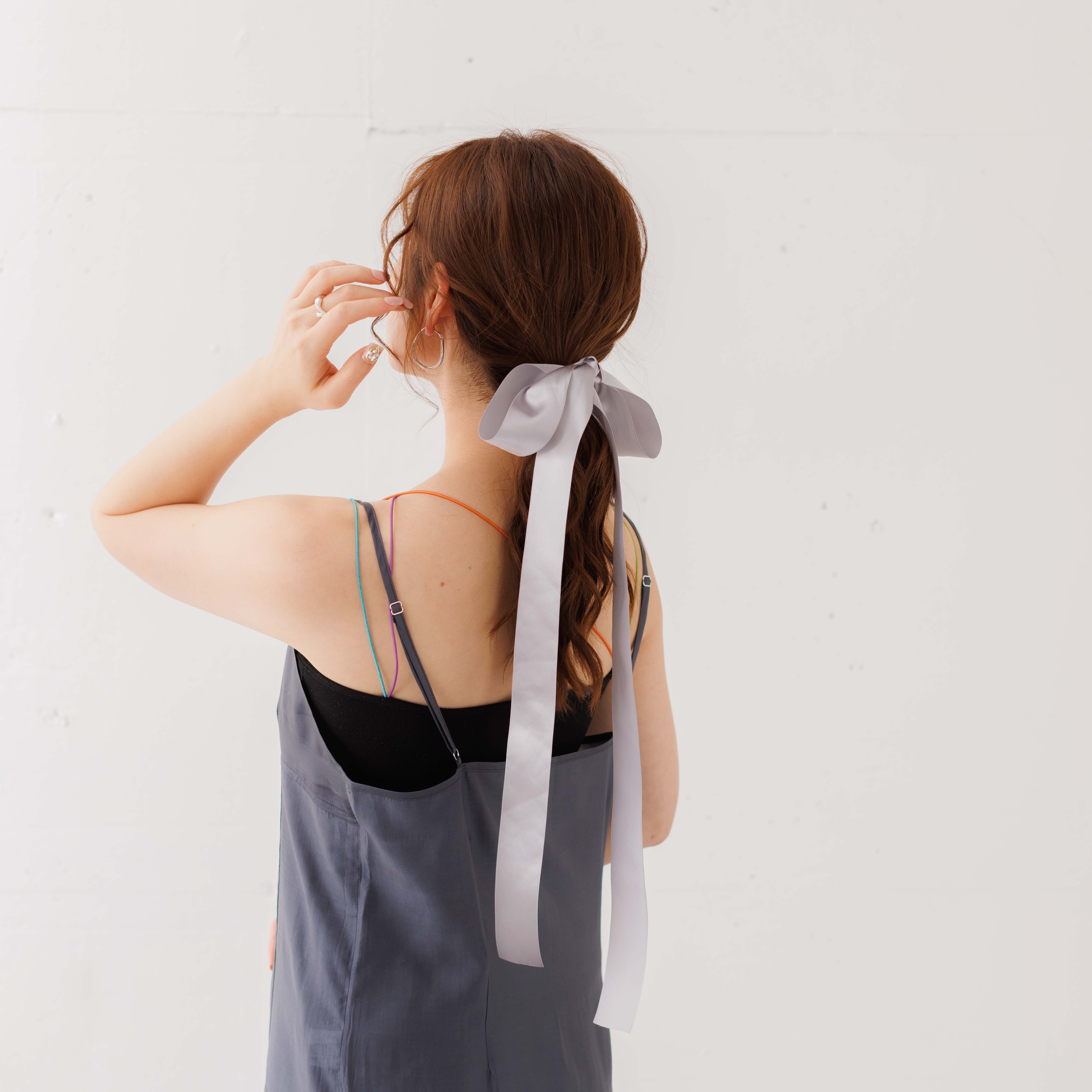 リボン ヘアクリップ 2個セット ブラック レッド オフホワイト[品番