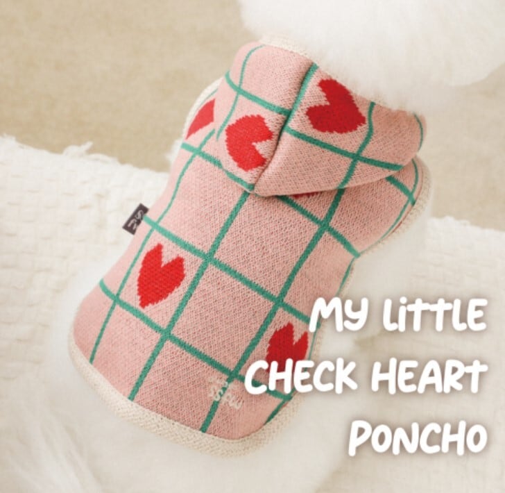 即納【SSFW】My little Check Heart Poncho《Pink》