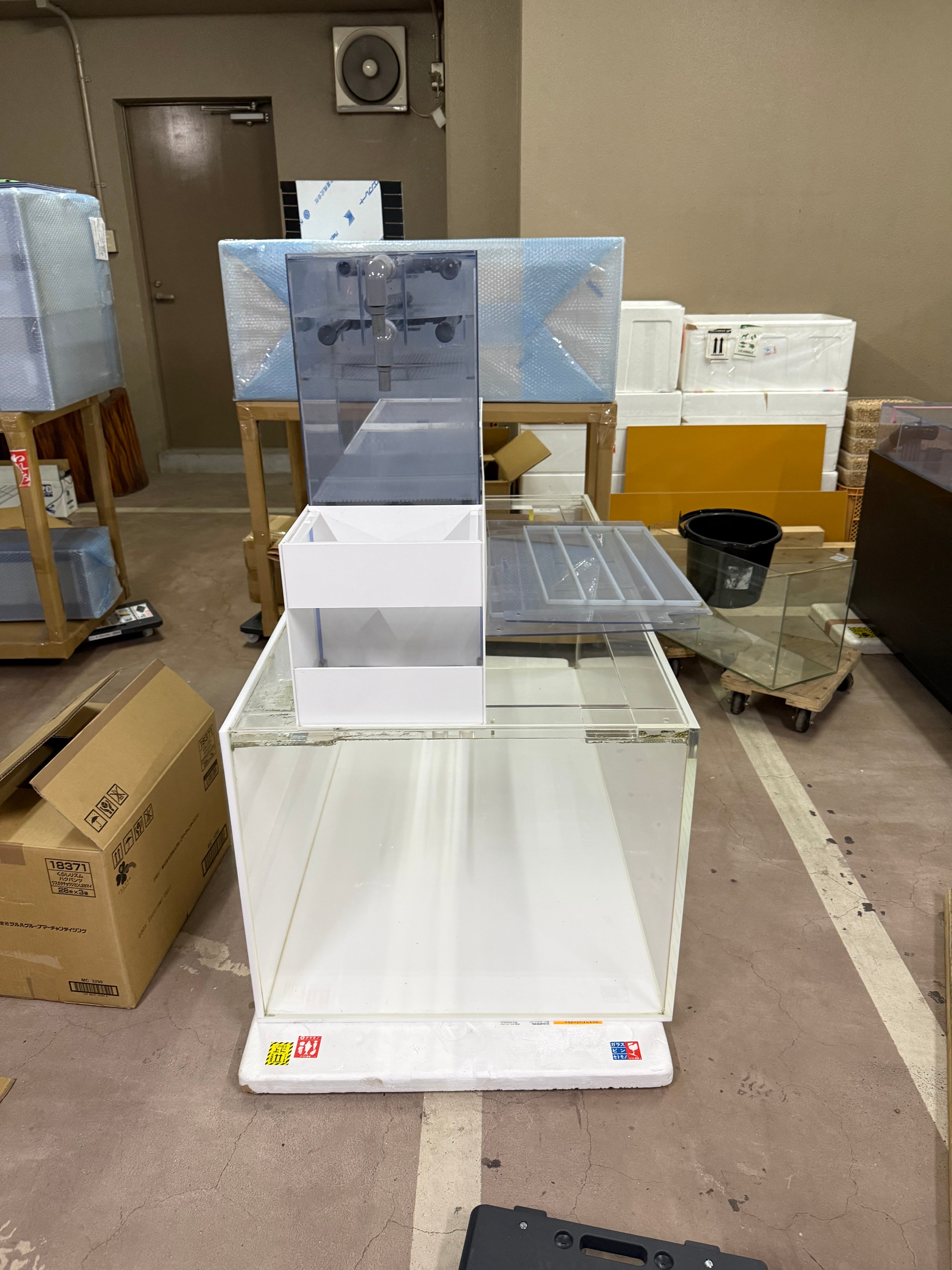 中古水槽 1500×750×600 上部濾過セット 美品 板厚13㎜ 引取or納品
