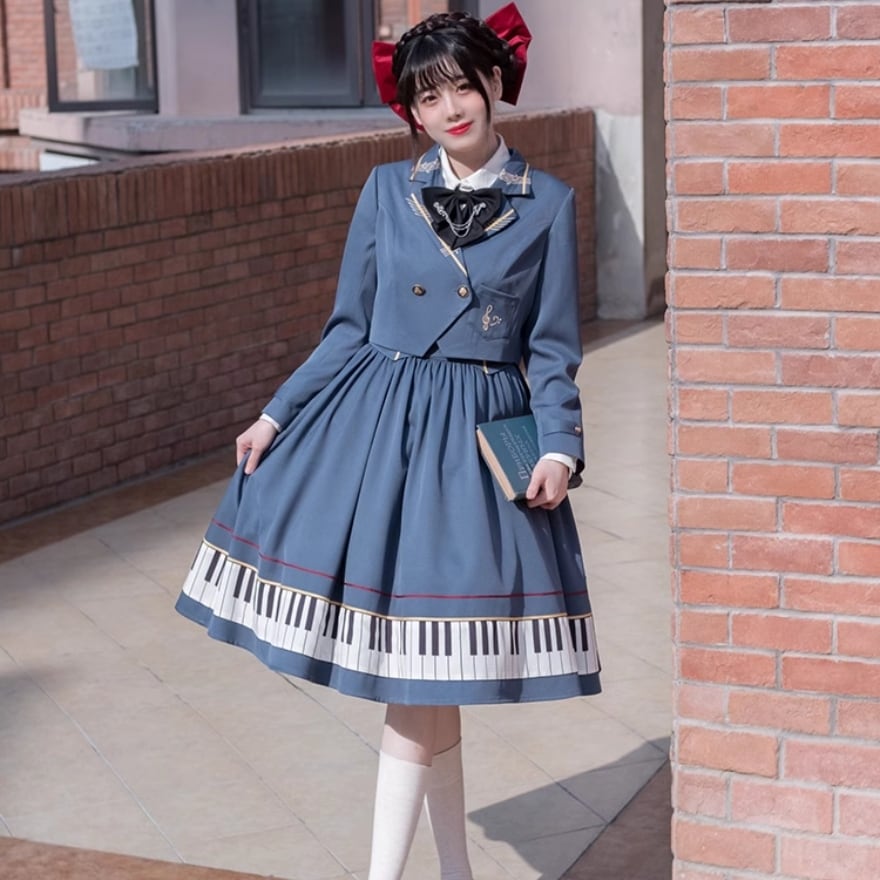 SEASONZ クラロリ ジャケット 制服 女学生風 刺繍 音符 ピアノ かわいい ガーリー 甘め lolita