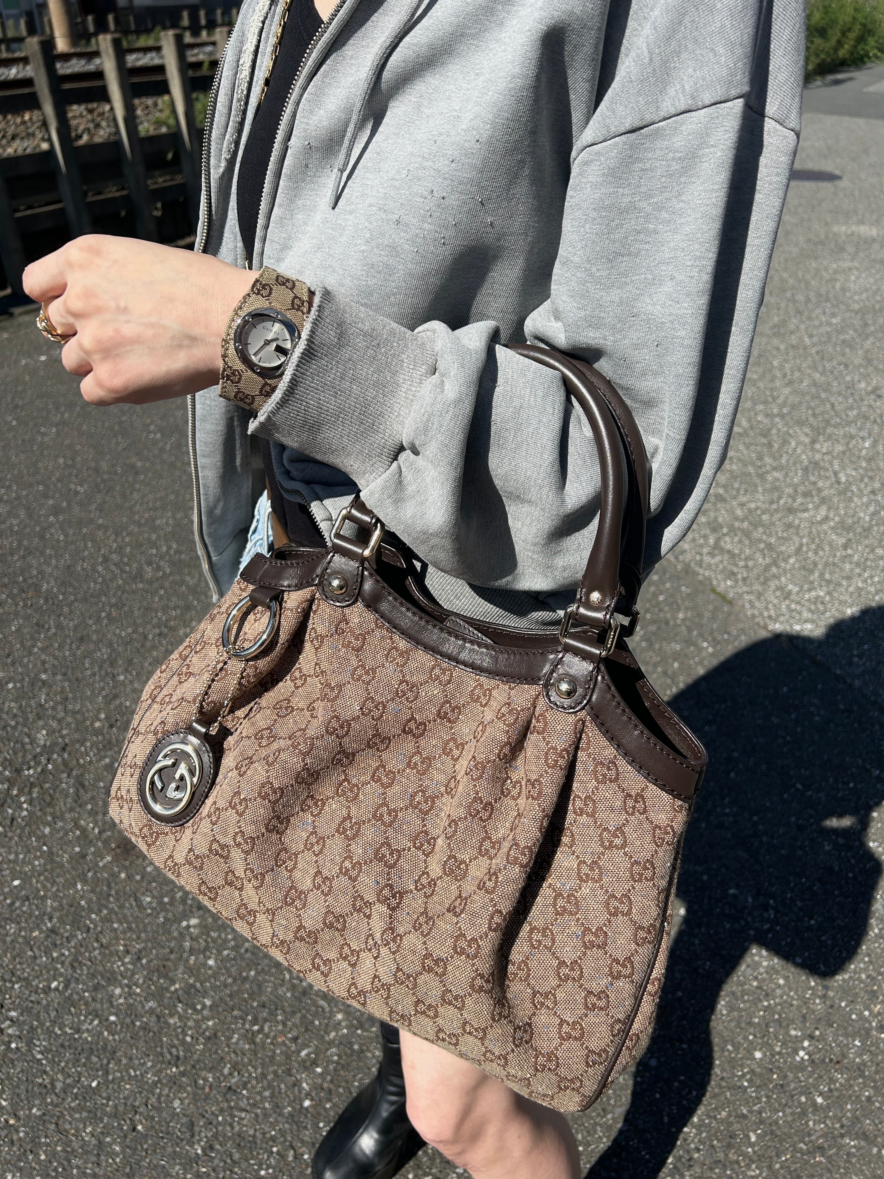 GUCCI グッチ GGキャンバス トートバッグ ブラウン スーキー ネップ ジャガード vintage ヴィンテージ オールド cyznyp