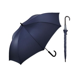【努力特価】Waterfront 長傘 雨傘 『 ソフトジャンプ 』 パイピング ダーク ネイビー 65cm 大きくてもソフトにオープン 実はハードな耐風性能 ワンタッチ + 親骨 受骨 FRP ユニセックス U165-0902DN1-B4
